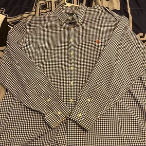 Ralph Lauren Long-Sleeve Shirt/Checkered Blue and White w/ Orange Pony